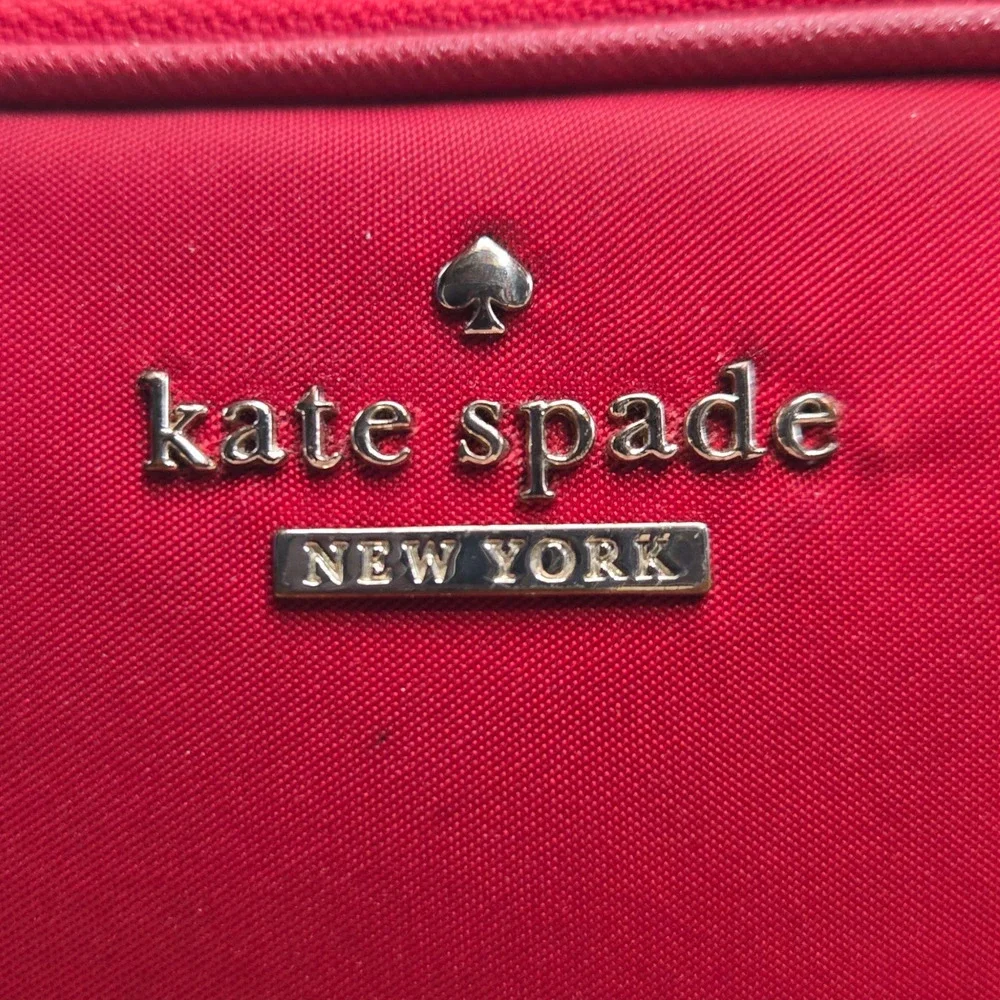 Kate Spade Red Nylon Crossbody Bag Stripe Lining Adjustable Strap Shoulder Purse